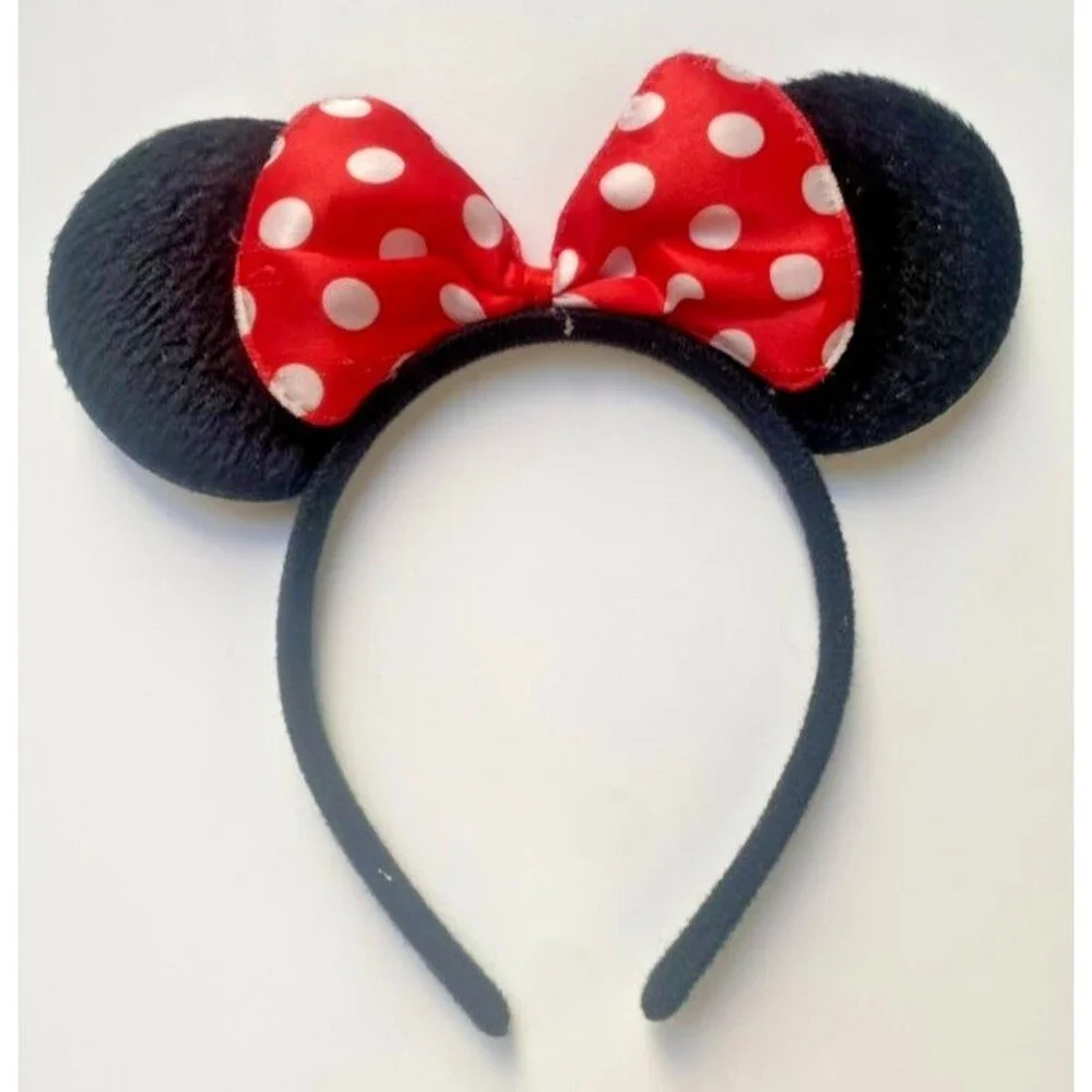 Disney Minnie Mouse Skirt Red Polka Dot Ruffled Tulle Costume w/ Ears -Size 4 T